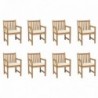 8 db tömör tíkfa kerti szék krémszínű párnákkal