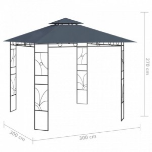 Antracitszürke pavilon 3 x 3 x 2,7 m 160 g|m²