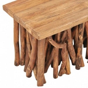 Tömör tík- és újrahasznosított fa dohányzóasztal 100x40x47,5 cm