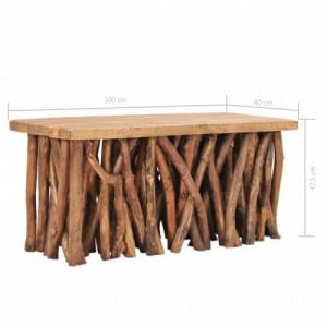 Tömör tík- és újrahasznosított fa dohányzóasztal 100x40x47,5 cm