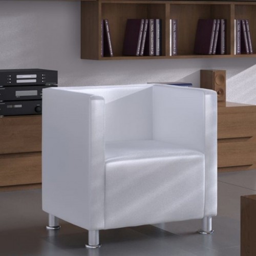 Fehér műbőr kocka alakú fotel