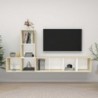 3 részes fehér és tölgyszínű szerelt fa TV-szekrény szett