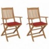 2 db összecsukható tömör akácfa kerti szék párnákkal