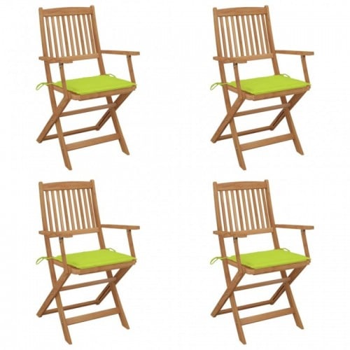 4 db összecsukható tömör akácfa kerti szék párnákkal