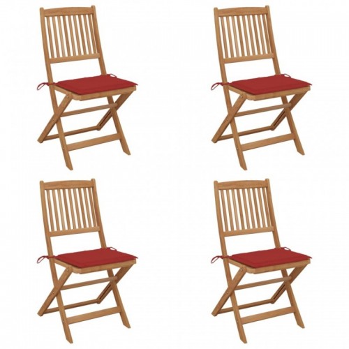 4 db összecsukható tömör akácfa kerti szék párnákkal