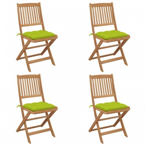 4 db összecsukható tömör akácfa kerti szék párnával