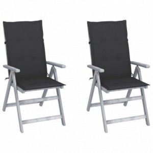 2 db dönthető tömör akácfa kerti szék párnákkal