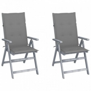 2 db dönthető tömör akácfa kerti szék párnával