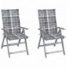 2 db dönthető tömör akácfa kerti szék párnákkal