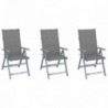 3 db dönthető tömör akácfa kerti szék párnákkal