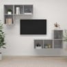 4 db betonszürke szerelt fa falra szerelhető TV-szekrény