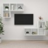 4 db magasfényű fehér szerelt fa fali TV-szekrény