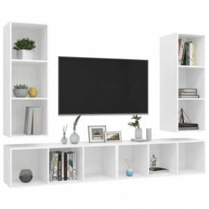 4 db fehér forgácslap falra szerelhető TV-szekrény