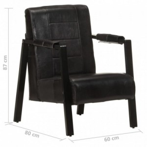 Fekete valódi kecskebőr fotel 60 x 80 x 87 cm