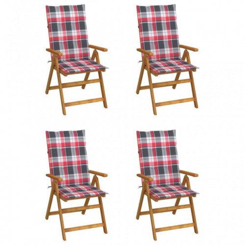 4 db dönthető tömör akácfa kerti szék párnával