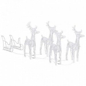 VidaXL akril rénszarvasok és szán karácsonyi dekoráció 280x28x55 cm