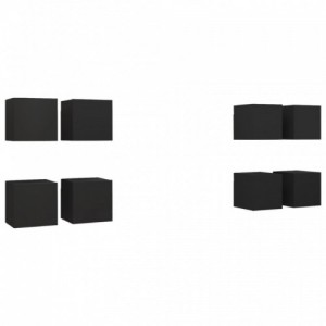 8 db fekete falra szerelhető TV-szekrény 30,5 x 30 x 30 cm