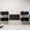 8 db fekete falra szerelhető TV-szekrény 30,5 x 30 x 30 cm