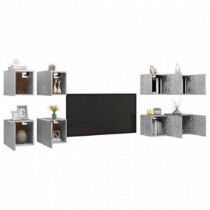 8 db betonszürke falra szerelhető TV-szekrény 30,5 x 30 x 30 cm
