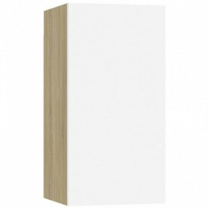 4 db fehér-sonoma színű szerelt fa TV-szekrény 30,5x30x60 cm
