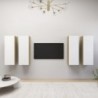 4 db fehér-sonoma színű szerelt fa TV-szekrény 30,5x30x90 cm