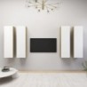 4 db fehér-sonoma színű szerelt fa TV-szekrény 30,5x30x110 cm