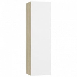4 db fehér-sonoma színű szerelt fa TV-szekrény 30,5x30x110 cm