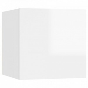 8 db magasfényű fehér falra szerelhető TV-szekrény 30,5x30x30cm