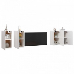 4 db magasfényű fehér forgácslap TV-szekrény 30,5 x 30 x 60 cm