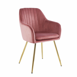 Dizájn fotel, rózsaszín Velvet szövet|gold króm-arany, ADLAM
