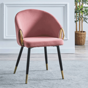 Dizájn fotel, rózsaszín velvet szövet|gold króm arany, DONKO