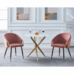 Dizájn fotel, rózsaszín velvet szövet|gold króm arany, DONKO