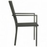 4 db fekete és antracitszürke textilén és acél kerti szék