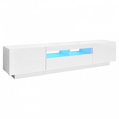 Magasfényű fehér TV-szekrény LED-lámpákkal 180 x 35 x 40 cm