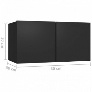 4 db fekete szerelt fa TV-szekrény 60 x 30 x 30 cm