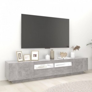 Betonszürke TV-szekrény LED-lámpákkal 200 x 35 x 40 cm