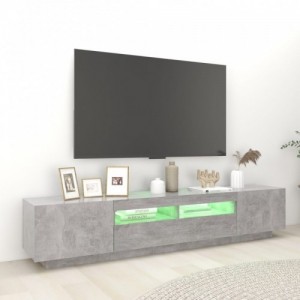 Betonszürke TV-szekrény LED-lámpákkal 200 x 35 x 40 cm