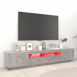 Betonszürke TV-szekrény LED-lámpákkal 200 x 35 x 40 cm