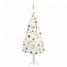 Fehér megvilágított műkarácsonyfa gömb szettel 180 cm