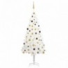 Fehér megvilágított műkarácsonyfa gömb szettel 210 cm