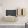4 részes sonoma-tölgy színű szerelt fa TV-szekrényszett
