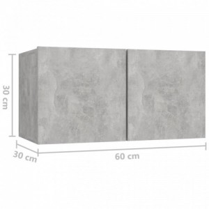 4 db betonszürke szerelt fa TV-szekrény 60 x 30 x 30 cm