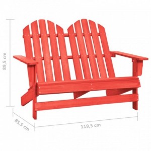 Kétszemélyes piros tömör fenyőfa kerti adirondack szék
