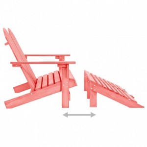 Kétszemélyes rózsaszín fenyőfa kerti adirondack szék és zsámoly
