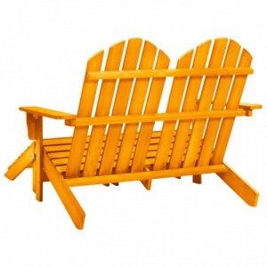 Kétszemélyes narancs fenyőfa kerti adirondack szék és zsámoly