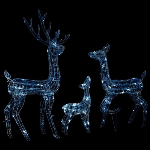 300 LED-es hideg fehér akril karácsonyi rénszarvascsalád