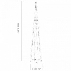 Kúp alakú karácsonyfa 752 hideg fehér LED-del 160 x 500 cm