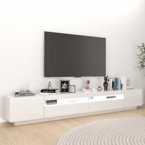 Magasfényű fehér TV-szekrény LED-lámpákkal 260 x 35 x 40 cm
