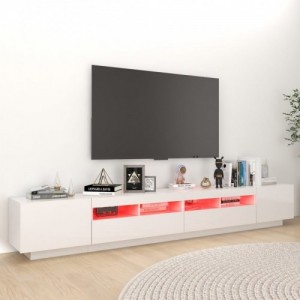 Magasfényű fehér TV-szekrény LED-lámpákkal 260 x 35 x 40 cm