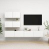 4 részes fehér szerelt fa TV-szekrényszett